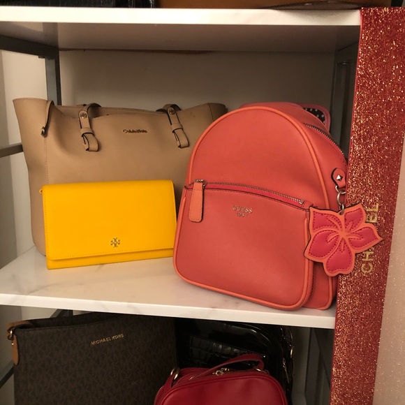 guess mini backpack red